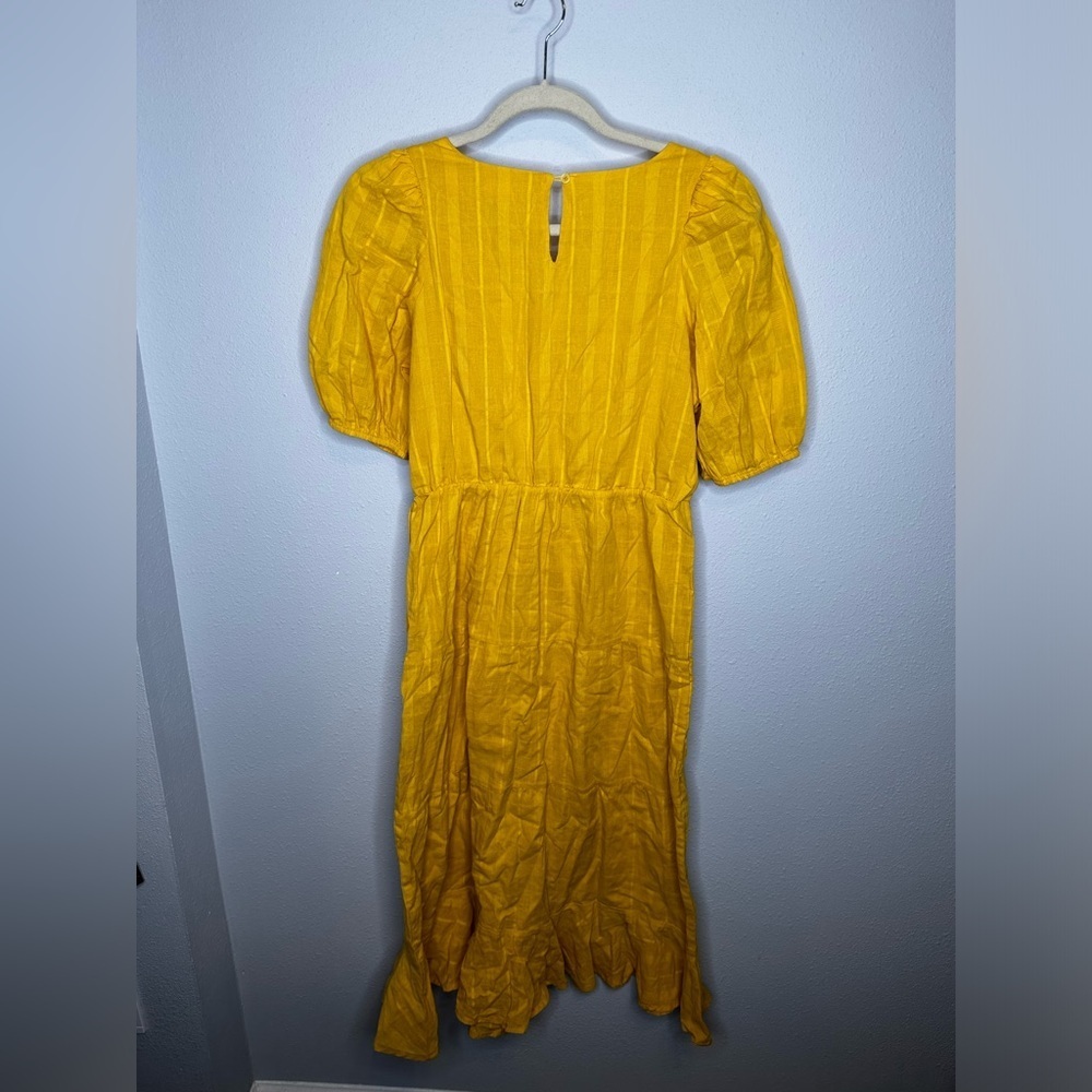 Heartloom Hakka golden yellow midi dress new size small short sleeves - Picture 5 of 5